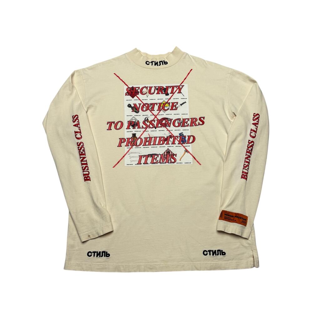 Heron Preston Prohibited Items Turtleneck Long Sleeve Shirt Men's Small